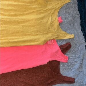 Women's Sleeveless Tank Top Set - Yellow, Pink, Brown